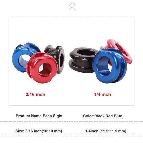 SPG Archery Peep Sight, 1/4" 3/16" Aluminum Peep Sight or Tubing peep Sight with Bowstring Splitter for Archery Compound Bow (Black -1/4'' and 3/16")