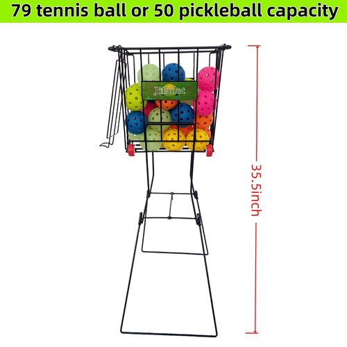 jifader Tennis Ball Hoppers,Pickleball Hopper,79 Tennis Or 50 Pickleball Capicity,Also Use As Ball Picker,Easy to Pick Up 30 Tennis Or Pickle in 1 Minute, Easily Placed in The Trunk of A Car
