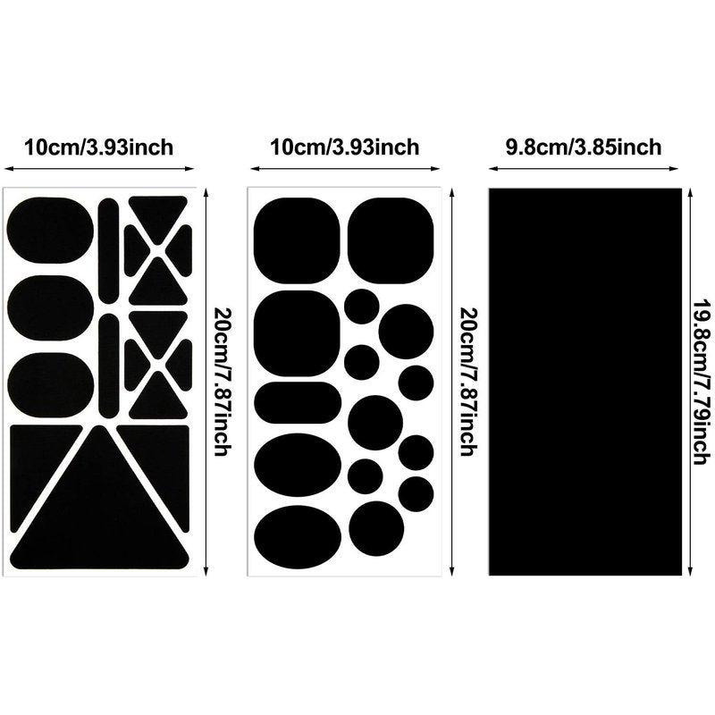 9 Sheets 96 Pcs Nylon Repair Patches Self Adhesive Patch Different Size and Shapes Clothes Waterproof Lightweight Clothing Fabric Repair Patch for Down Jacket, Tent Clothes, Outerwear(Black)