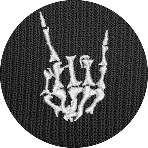 Pack of 2 Halloween Skull Goth Skeleton Hand Knit Beanie Cool Birthday Gifts for Men Women (Black & Black, Medium)