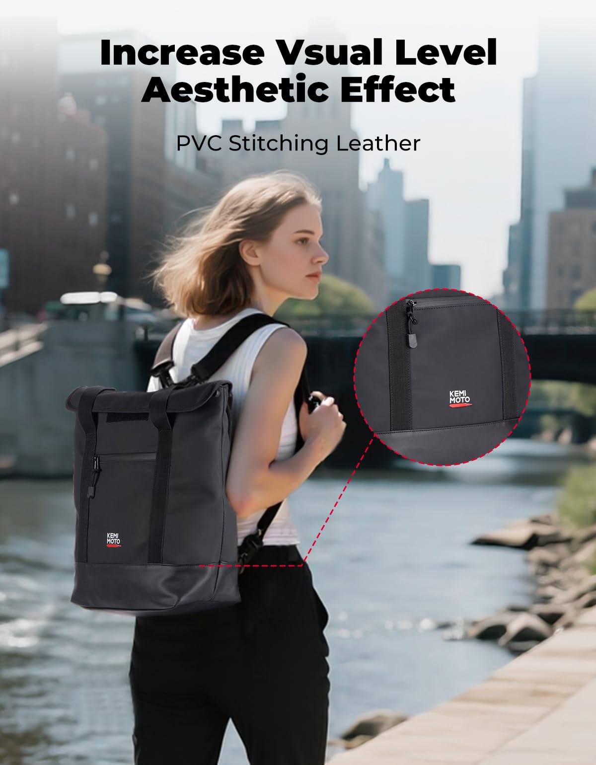 KEMIMOTO Bike Rack Bag, Pannier Backpack for Bicycles with Removable Shoulder Strap, 24L Water-Resistant Bike Packing Rear Rack for Women & Men, Cycling Accessories for Commuting Shopping Traveling