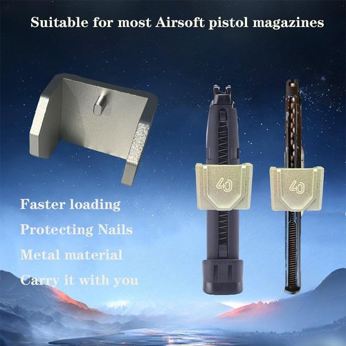 40MAX Airsoft Speed Loader for Airsoft Pistol Magazines AEG and GBB,Quick Loading to Protect Nails,Latest Version, Alloy Material (Silvery)