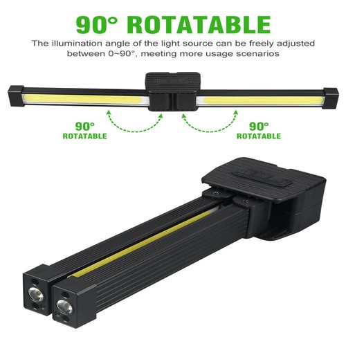 Gym Lamp for Posing, Portable Magnetic LED Flashlight with Hanging Hook, 7 Speed Dimming, 180 Degree Folding, USB Rechargeable Work Light, Camping Light for Bodybuilding, Photography, Outdoor