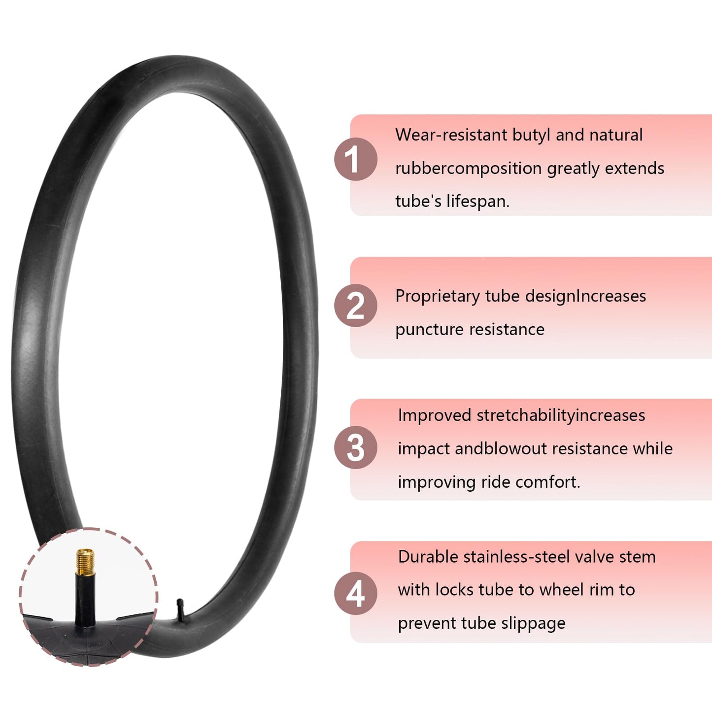 2 Set 20x2.125 Bike Tubes 20 inch Heavy-Duty Inner Tubes