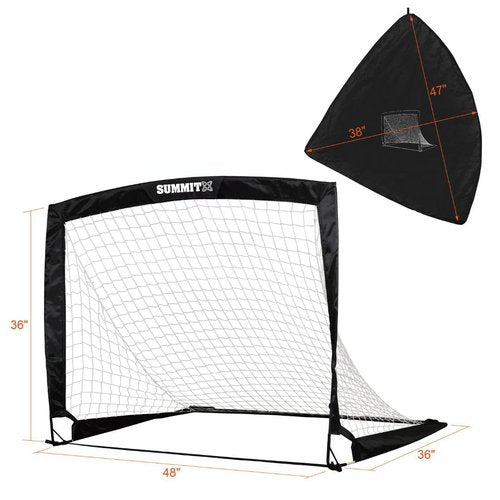 NET PLAYZ 4ftx3ft Easy Fold-Up Portable Training Soccer Goal, 36"D x 48"W x 36"H, Set of 2