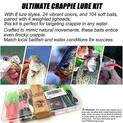 124 Pcs Crappie Lures Tube Jigs & Soft Plastic Baits Kit for Freshwater Fishing