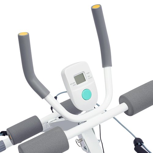 Foldable Exercise Ab Abdominal Body Shaper Cruncher Sit Up Trainer Machine, Adjustable Core Workout Equipment with LCD Display, Resistance Bands, for Home Gym Fitness