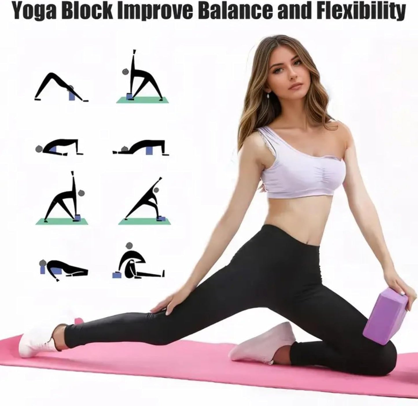 2PCS Non-Slip High-Density Yoga Foam Block – Balance & Support for Yoga, Pilates & Meditation - PINK