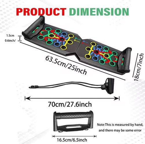 Multifunctional Push-Up Board Set ??Foldable 25?™â€?Push-Up Bar System with Color-Coded Muscle Training Zones, Resistance Bands, Anti-Slip Handles & Non-Slip Mat ??Home Gym Equipment for Chest, Back, Arms, Shoulders