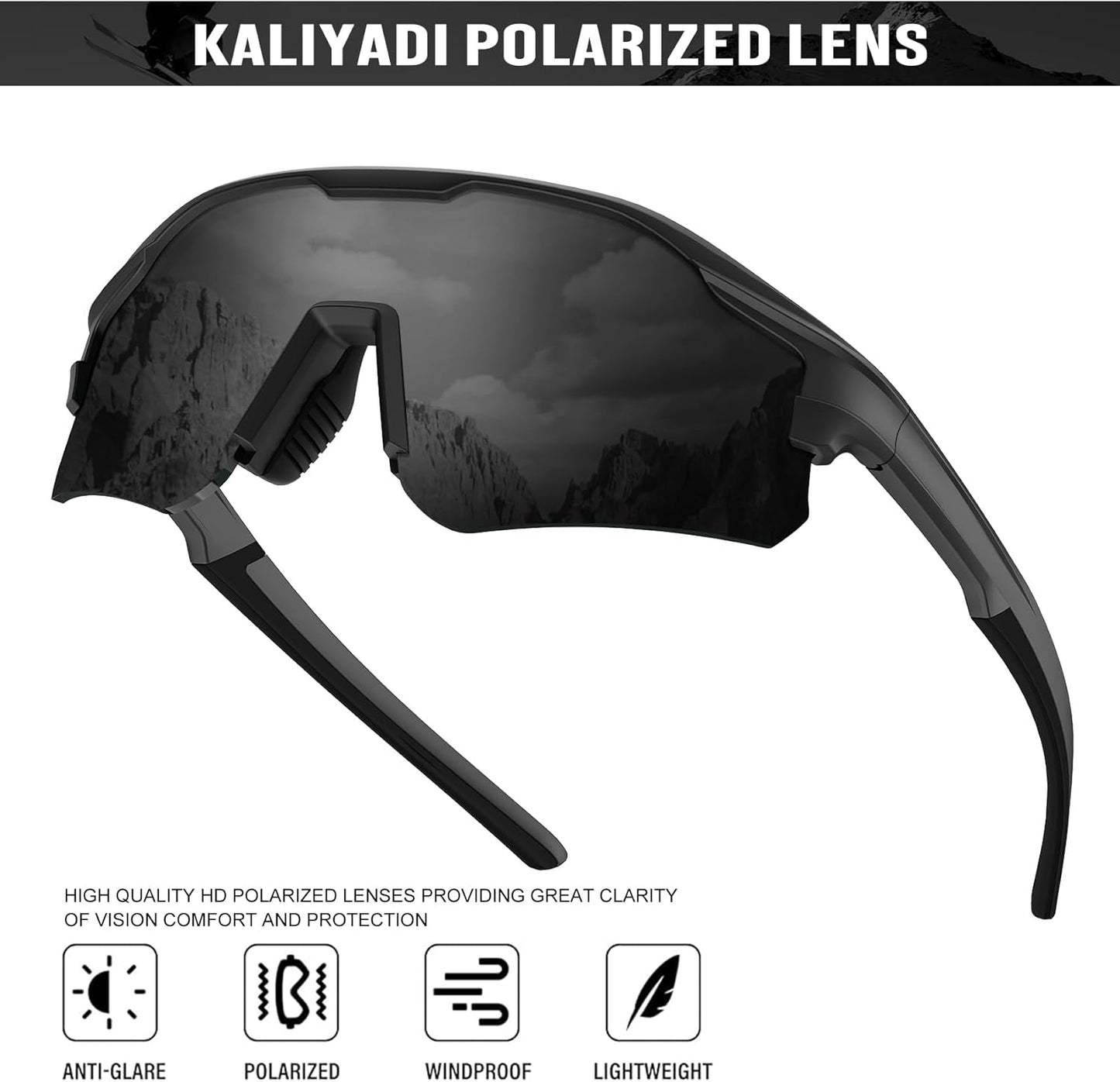 KALIYADI Mens-Sunglasses Polarized Cycling-Sunglasses: Men Women Sports Sun Glasses UV400 Protection for Running