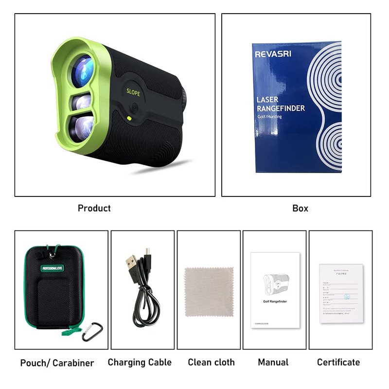 REVASRI Golf Rangefinder with Magnet, Slope Switch for Tournament Legal, Flagpole Lock and Vibration, 1000 Yards Rechargeable Range Finder for Golfing