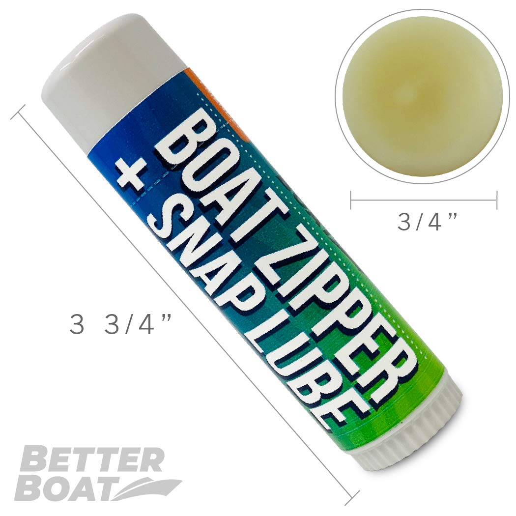 Zipper Wax Zip Lube - Marine Grade Zipper Lubricant Stick and Tool for Boat Canvas, Bimini Snaps, Metal Zippers, Jackets, Coolers, Vinyl Panels, Wetsuits, Drysuits - No Oil Mess