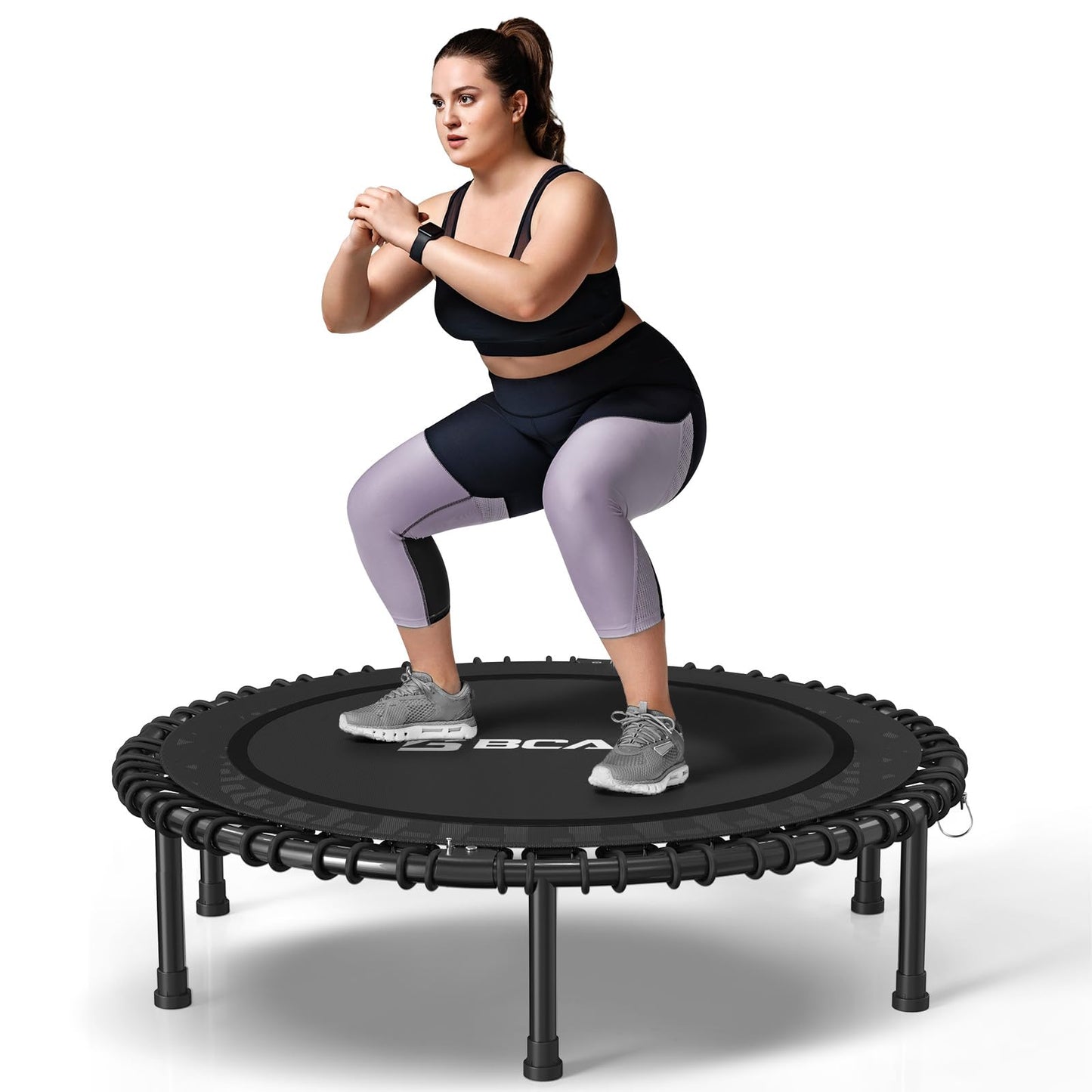 BCAN 450/550LBS Rebounder Trampoline for Adults, 40"/48" Foldable Mini Trampoline with Durable Bungees, Quiet & Stable Exercise Rebounder Trampoline for Indoor/Garden Workout- 40IN-Red