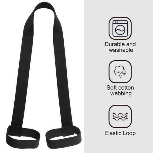 Cosmos Yoga Pilates Mat Strap - Looped Sling/Harness/Carrier Strap with Stretching Band Loops for Pilates, Exercises & Aerobics Mat Carrying - Soft & Durable Cotton, Black