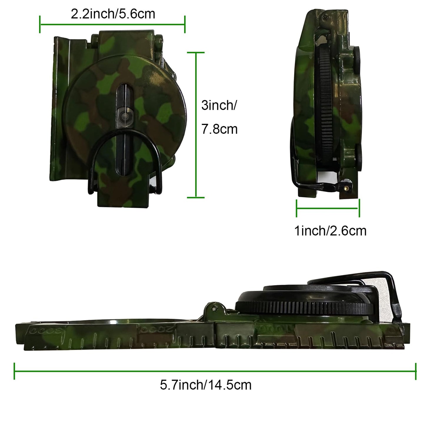 Military Compass, JYEASTZ Compasses Military Grade for Hiking Survival, Waterproof Durable Boy Scout Compass Lensatic Compasses Multifunctional Outdoor for Hunting Camping (Camouflage)