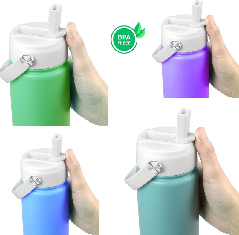 LLCJYYCY Straw Lid for Hydro Flask,Lids with Straw for Wide Mouth Hydroflask 20 32 40 oz,Flexible Handle Replacement Lid for Sports Water Bottles,BPA Free(2PCS White)