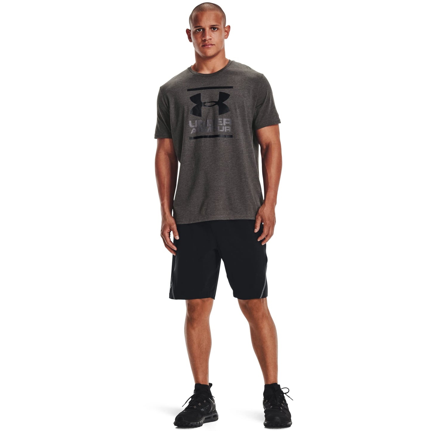 Under Armour Men's Global Foundation Short-Sleeve T-Shirt , Charcoal Medium Heather (019)/Black, Large