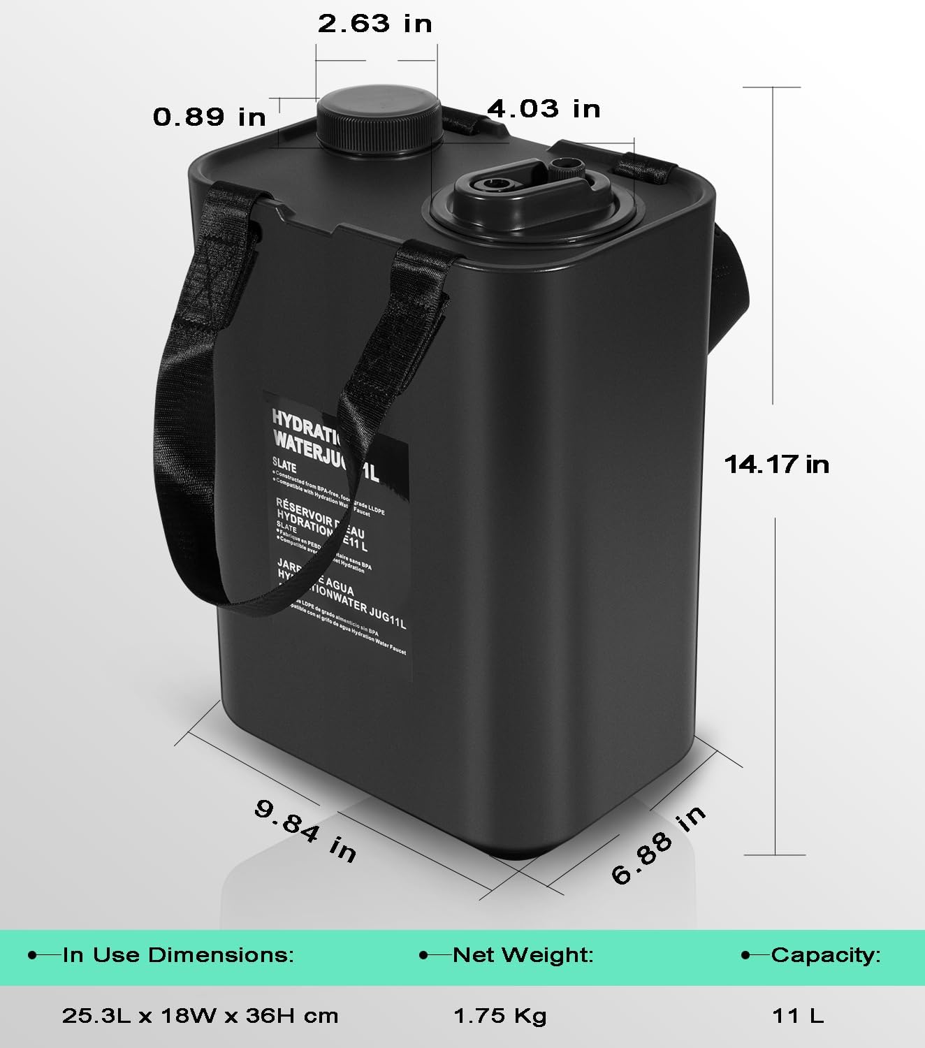 11L Portable Outdoor Camping Water Storage Tank with Faucet BPA Free, Food Grade Hydration Water Storage Container Hydration Water Jug 11L for Camping, Outdoor Hiking, Picnic BBQ