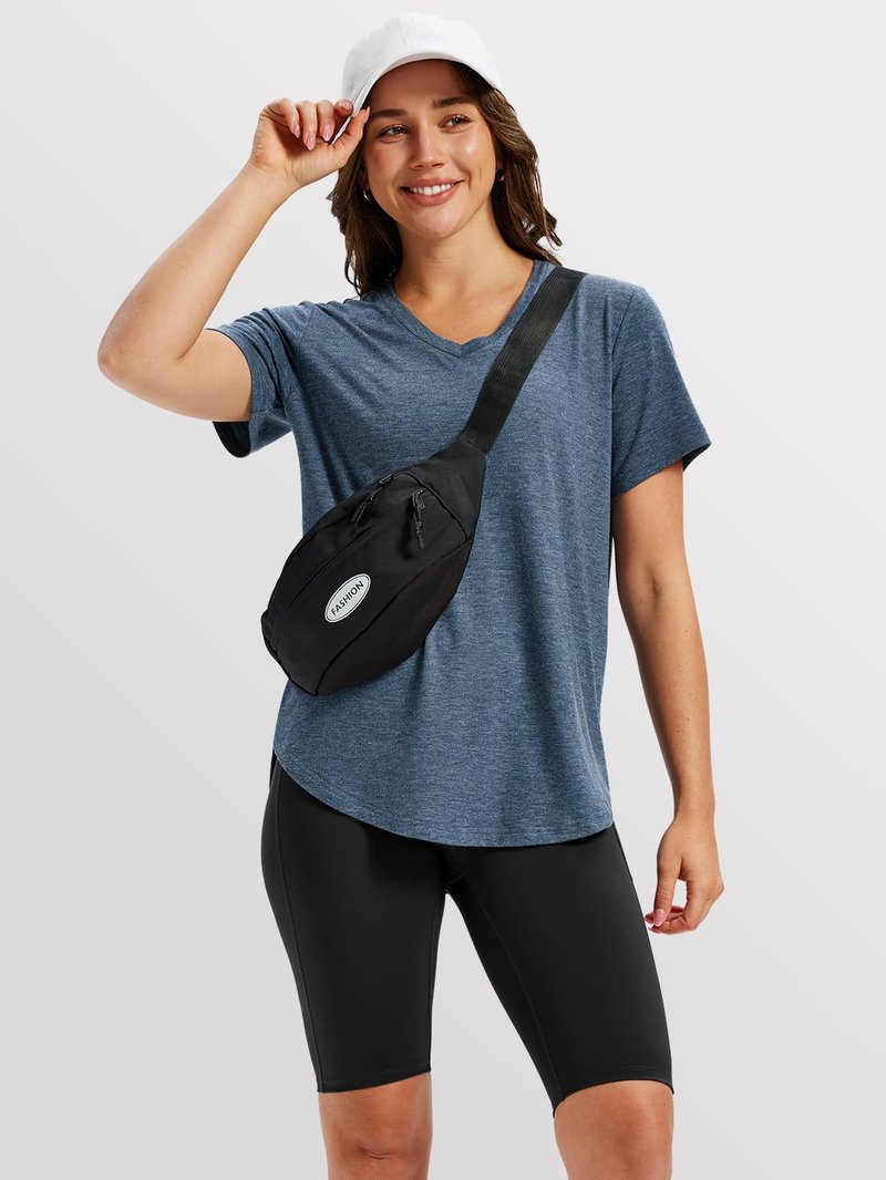 VILIGO 4 Pack V Neck T Shirts for Women Basic Tees Casual Short Sleeve Shirts Loose Fit Plus Size Tops Plain Summer Clothes, Black/Beige/Navy/Mauve XL