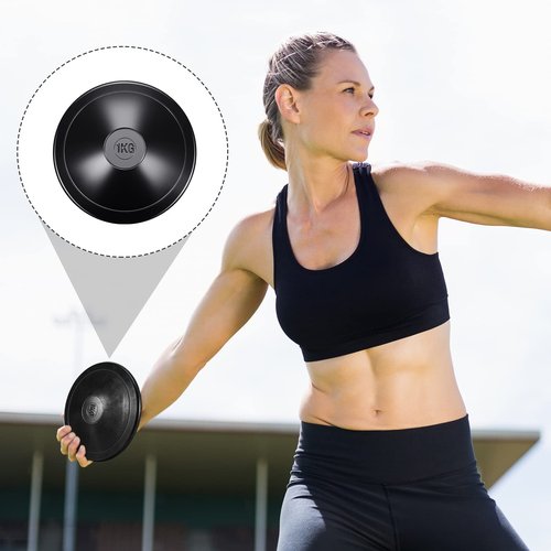 Deekin 2 Pcs Shot Put Rubber Discus 1.6 kg Black Shot Put Ball for School Track and Field Discuses for Outdoor Practice Throwing(12 lb)