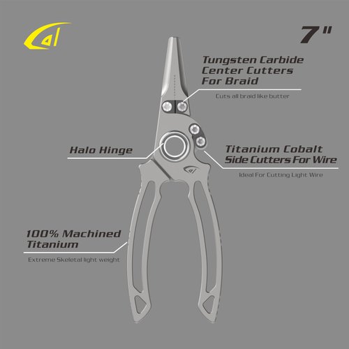 danco Titanium Dual Cutter 7" Fishing Plier, Fishing Line and Wire Cutter, Saltwater Safe, Fresh/Saltwater Fishing, Sheath and Lanyard Included