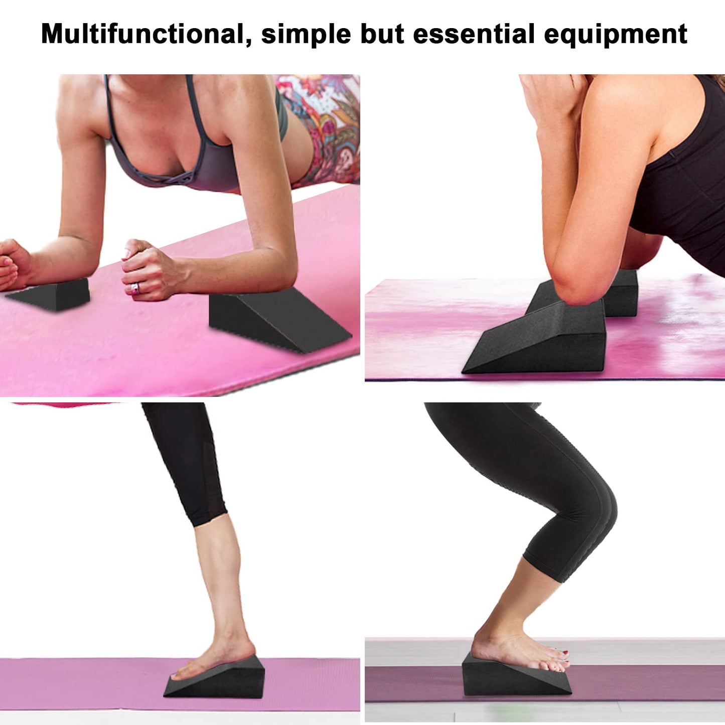 2 Pack Squat Wedge Blocks,Non Slip Professional Squat Ramp for Heel Elevated Squats Calf Raises Platform, Calf Stretcher, Balance, Pushup, Yoga Wrist Support, Pilates, Squat, Riser Block