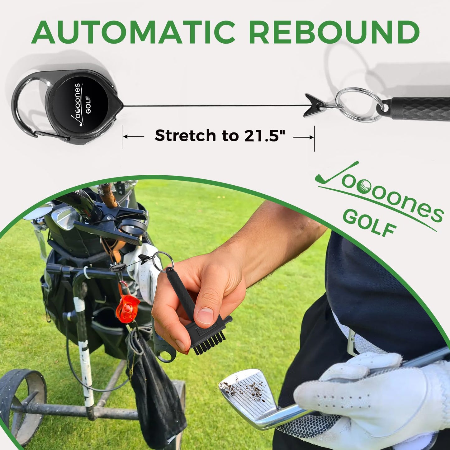 Joooones Mini Golf Club Cleaning Brush with Nylon/Copper Bristles and Retractable Buckle - Portable Pocket Brush Easy to Carry Clean Without Leaving Marks Exquisite Packaging Gift for Golfer(Black)