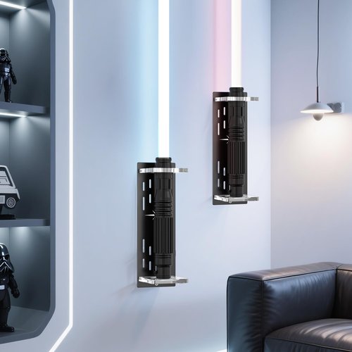 Light Saber Wall Mount Holder, Acrylic Saber Sword Stand Display, Vertical Wall Mounted Light Saber Display Rack Compatible with Most Hilts, Black Base