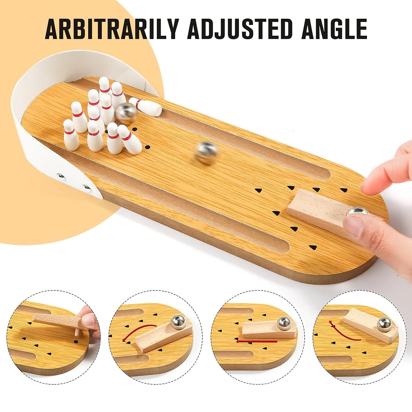 3 otters Mini Bowling Set, Wooden Tabletop Bowling Game Desk Toys Desktop Bowling Home Bowling Alleys, Desk Gifts for Coworkers, Fun Gag Gifts