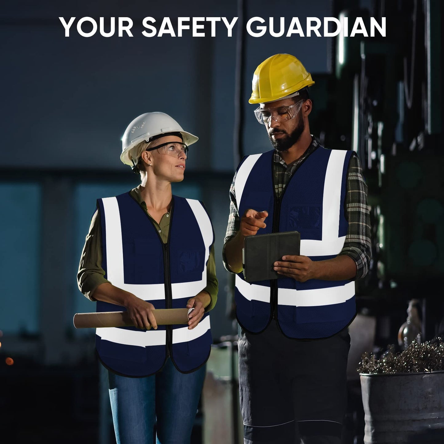 TICONN Reflective Safety Vest High Visibility Class II Mesh Vest for Women & Men Meets ANSI Standards (1PK, Blue, 2XL)
