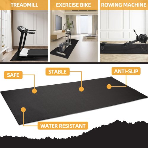 Fitvids High Density Home Gym Treadmill Exercise Bike Equipment Mat, 1/4" Thick, 24" x 48" (2 x 4FT)
