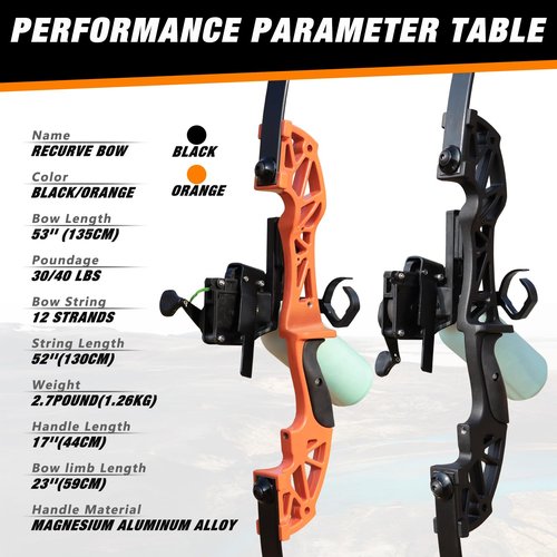 Bow Fishing Combo Kit Bowfishing Bow, Fishing Kit Multi Scenery Hunting Practice, Complete Accessories Reel Arrows 30lbs 40lbs (Black, 30lbs)