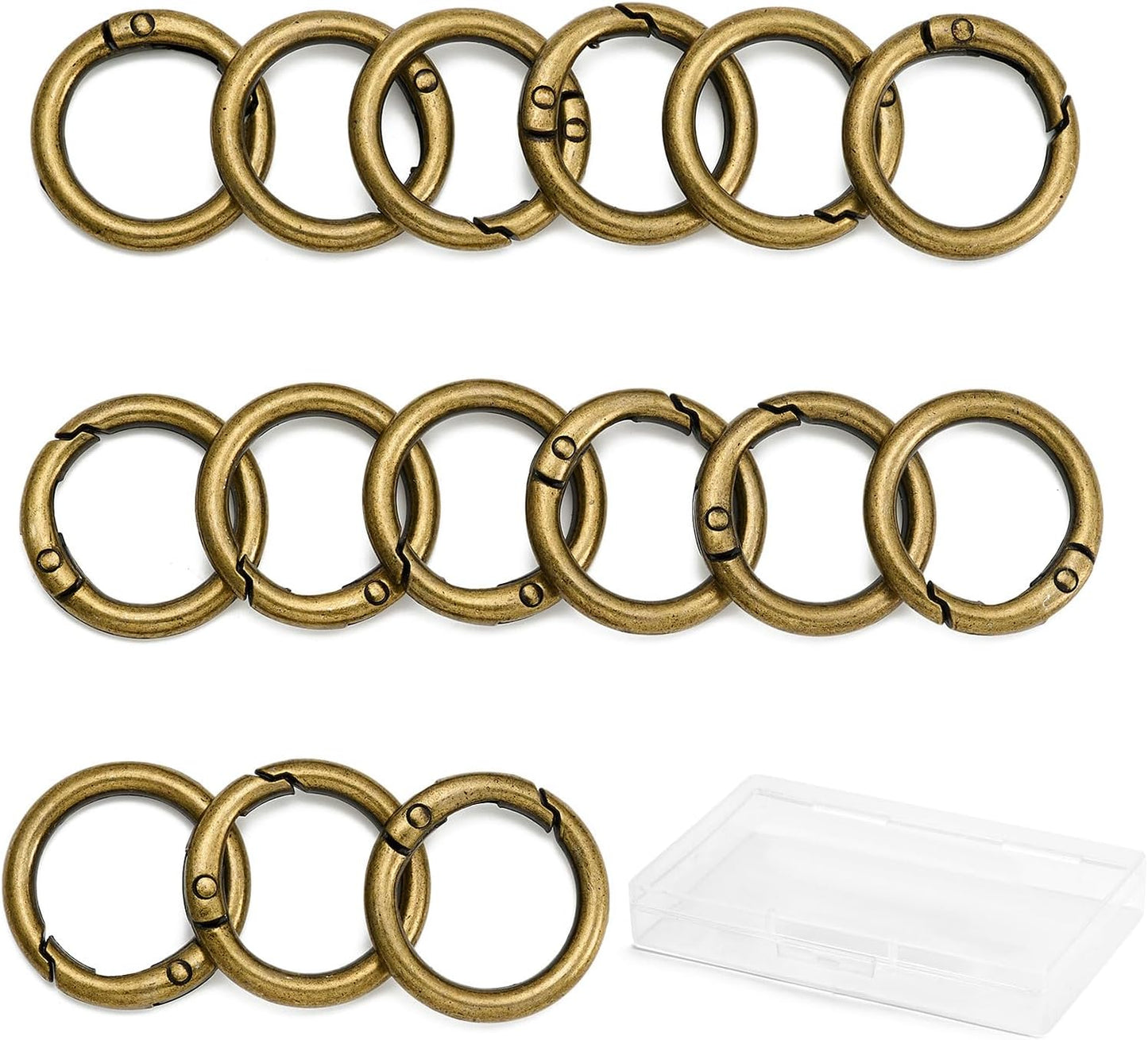 15pcs Trigger Spring O Rings Round,Metal Keychain Ring Round Carabiner Clips for Keyrings Buckle, Bags,Purses