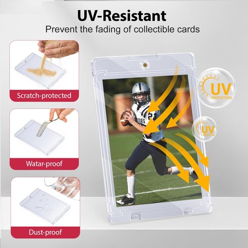 SAMYUCHO 100ct Magnetic Card Holder, 35pt One Card Touch Holders for Trading Cards, U-V Protection Card Display Case Protectors Sleeves Hard Plastic Cover for Sports Game