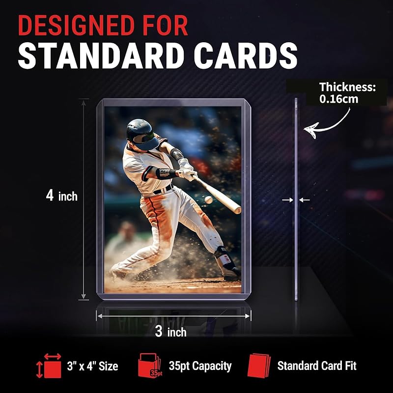 70 Toploads 35PT Card Protectors (50 Tops) - Hard Plastic Card Sleeves for Baseball, Football & Collectibles - Bend-Resistant Edges