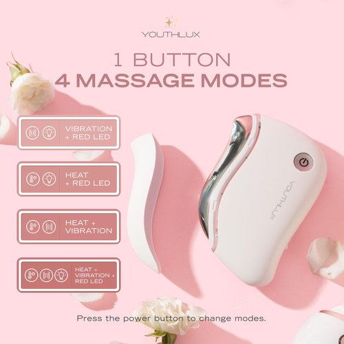 YOUTHLUX ProSculpt Heated Gua Sha Facial Massager – Electric Guasha Tool for Face Sculpting, Relaxation & Skincare | Soothing Vibration Facial Massage Tool with Contoured Design (White)