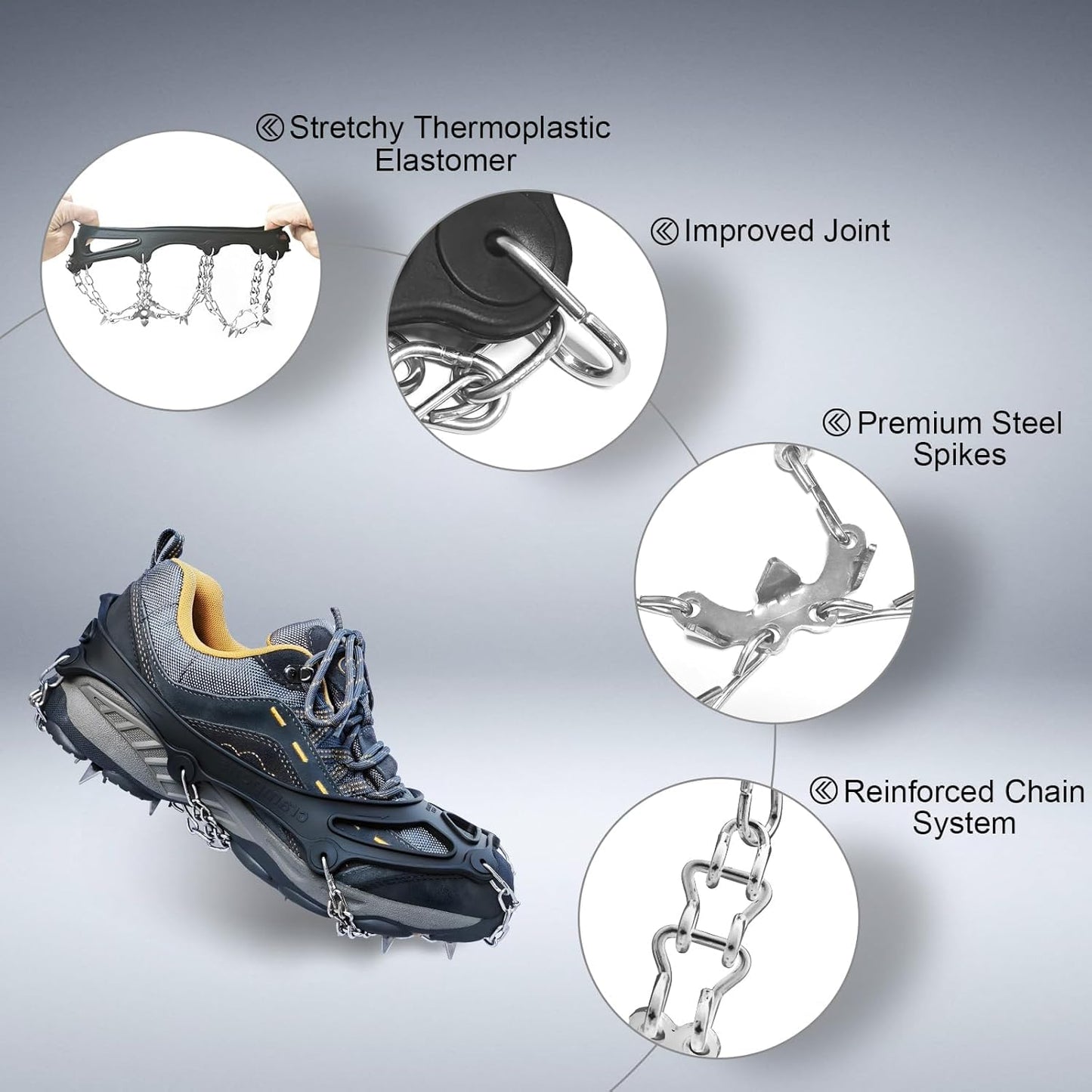 Ice Trekkers for Boots - Crampons Ice Cleats Traction Snow Grips for Boots Shoes with 23 Stainless Steel Spikes Anti Slip for Walking,Hiking,Climbing,Fishing and Mountaineering (Large)
