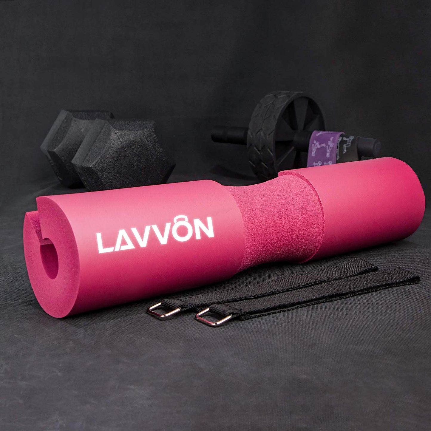 Squat Pad - Foam Barbell Pad for Squats Cushion, Lunges & Bar Padding for Hip Thrusts - Standard Weight Bar Pad - Provides Cushion to Neck and Shoulders While Training (Pink)