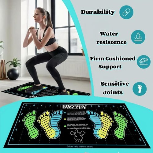 BWZYdy premium squat mat with foot position - non-slip exercise pad for improved muscle activation, versatility and safety, prevents sports injuries, ideal for young people (blue)