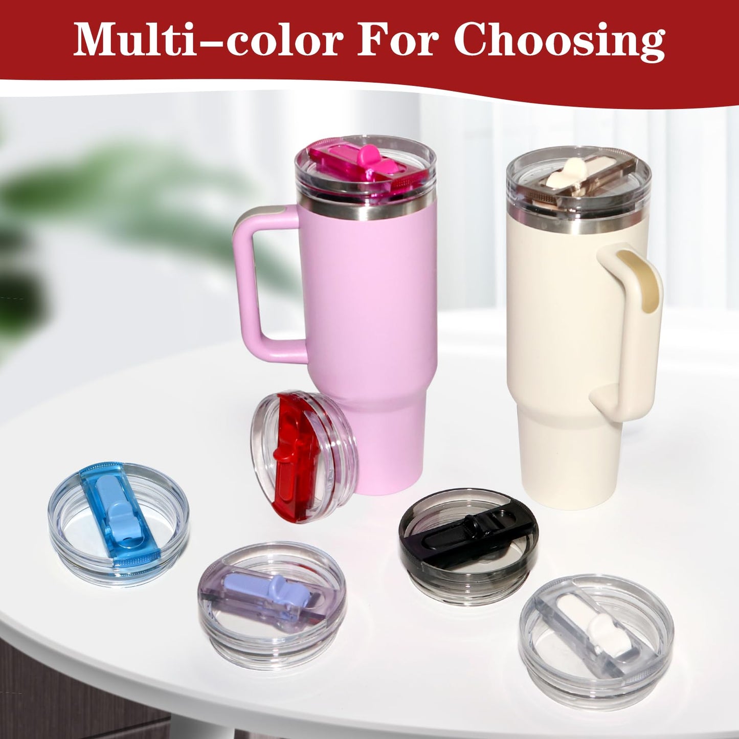 Upgraded 2 Pack 40 OZ Flip Straw Lid for Stanley Quencher ProTour,Leak Proof Lid Replacement for Stanley H2.0 Quencher,No Spill Detachable Tumbler Cup Lids,Stanley Accessories