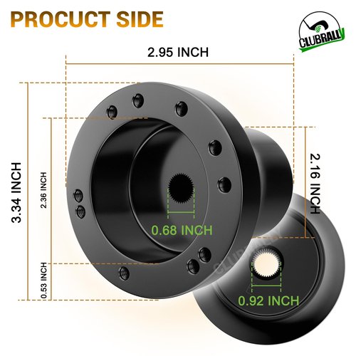 CLUBRALLY Golf Cart Steering Wheel Adapter for EZGO TXT & RXV with 5-6 holes Steering Wheel-Black