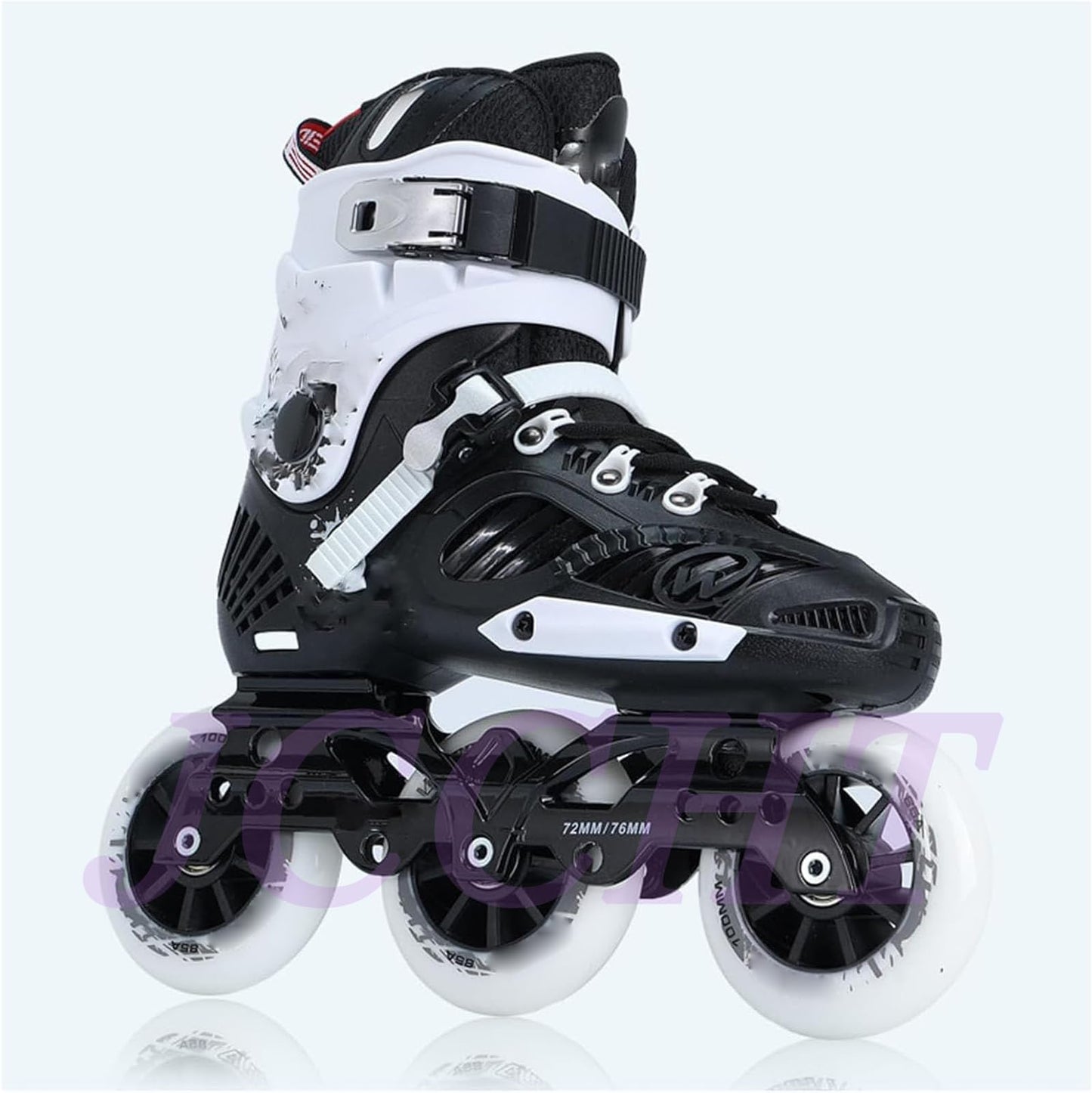 JCCHT 72mm/76mm/80mm 85A Inline Skate Wheels, Indoor Outdoor Roller Skate Wheels Replacement 8 Pack with Bearings,Black,80mm
