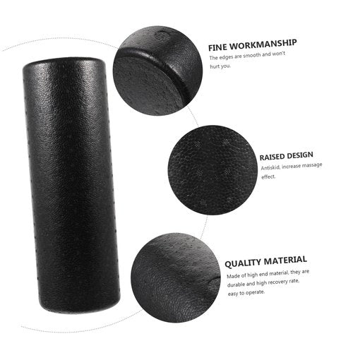 Mikikit Yoga Column Foam Roller Massage Roller Muscle Deep Soft Foam Pilates Massage Muscles Tissue Tight Yoga Epp Black