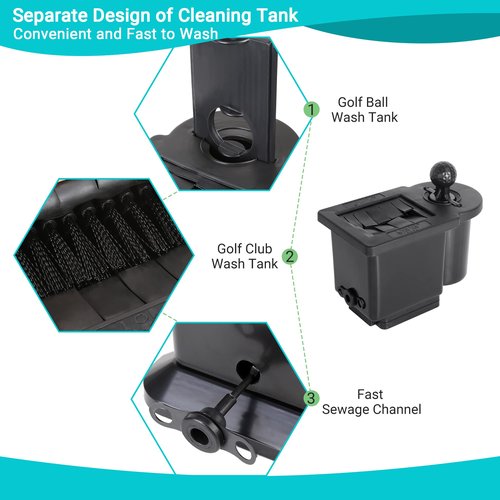 10L0L Golf Cart Ball Washer and Club Head Cleaner Kit Detachable Golf Club Head and Ball Washer Golf Cleaner for EZGO Club Car Yamaha