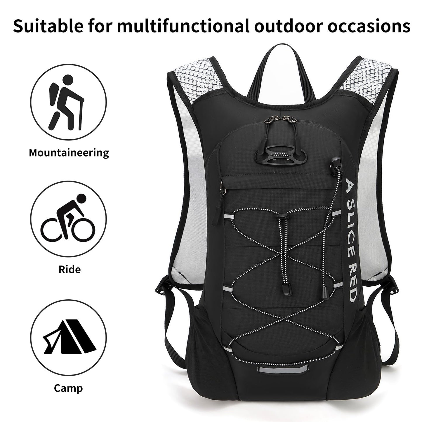 Hydration Backpack, Running Water Backpack with 2L Bladder, Hydro Water Daypack for Men Women Cycling Hiking Rave