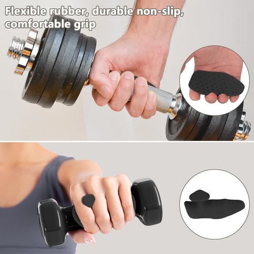 Silicone Weight Lifting Grips Pads, Gym Grips Fingerless Workout Grips - Ergonomic Rubber Hand Protector Gloves for Weight Lifting, Pull-Ups, Gym Training and Exercise, for Men and Women(Black)