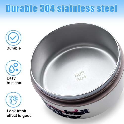 2 PCS Fishing Bait Container, Stainless Steel Worm Bait Holder Fishing Bait Storage Bait Nightcrawler Box to Keep Bait Fresh and Alive