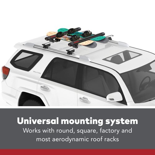 Yakima FatCat EVO 6 Ski & Snowboard Roof Rack Mount for 6 Pairs of Skis or 4 Snowboards, Black - Aerodynamic Car Rooftop Carrier, Universal Mounting, Lockable with Lift Clearance