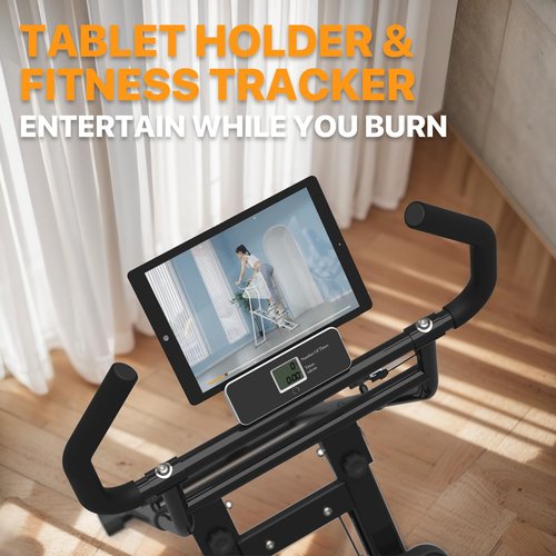 MACYO Stair Stepper for Home Workout - Full-Size Foot Pedals with Tablet Holder, Foldable Stepping Climbers, Easy Assembly, Compact Design for Cardio & Leg Training (Black)