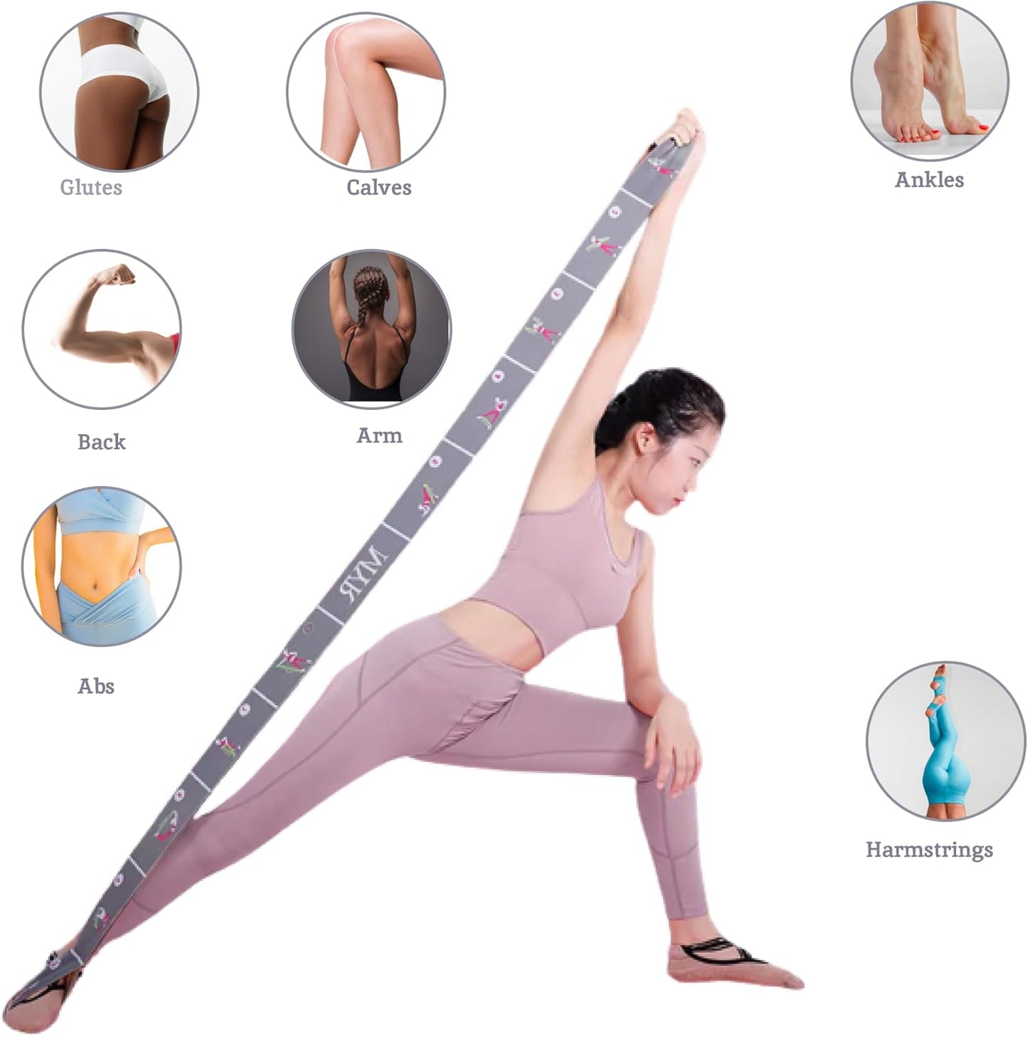 2 PCS Stretch Bands For Kids and Adults – Yoga Straps for Stretching with Multi- Loop – Workout Guide – Video For Exercise, Elastic Stretch Strap Pilates, Yoga, Dance, Gymnastics, Dance, Ballets Bands